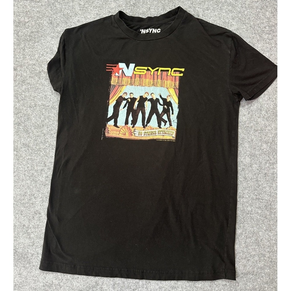 Nsync T Shirt Mens XL Black Cotton Stretch Graphic No Strings Attached Music